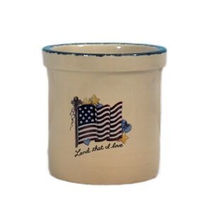 Home & Garden Party Ltd “Land That I Love” Patriotic Crock | USA Flag Stoneware